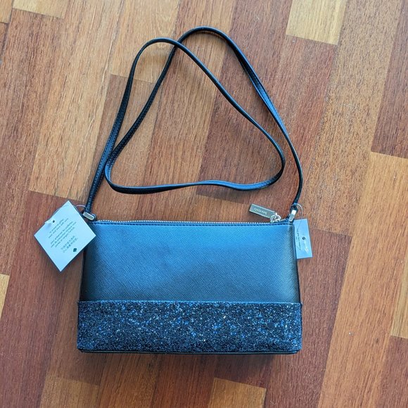 NWT* Black Kate Spade Flash Glitter Crossbody - small - Picture 3 of 7